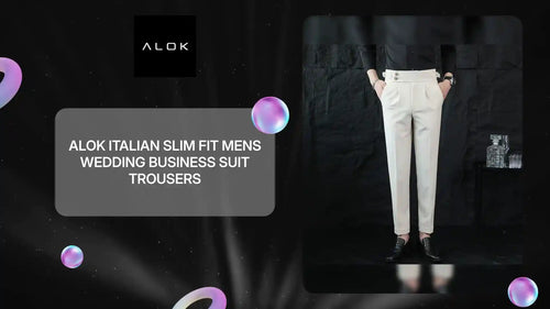 ALOK Italian Slim Fit Mens Wedding Business Suit Trousers by@Outfy