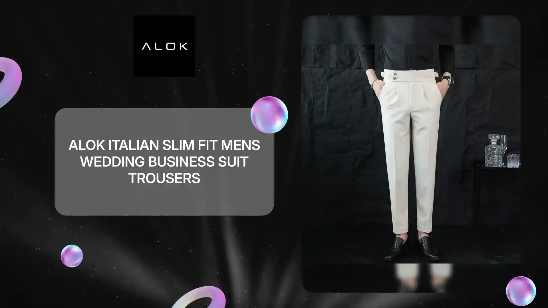 ALOK Italian Slim Fit Mens Wedding Business Suit Trousers by@Outfy