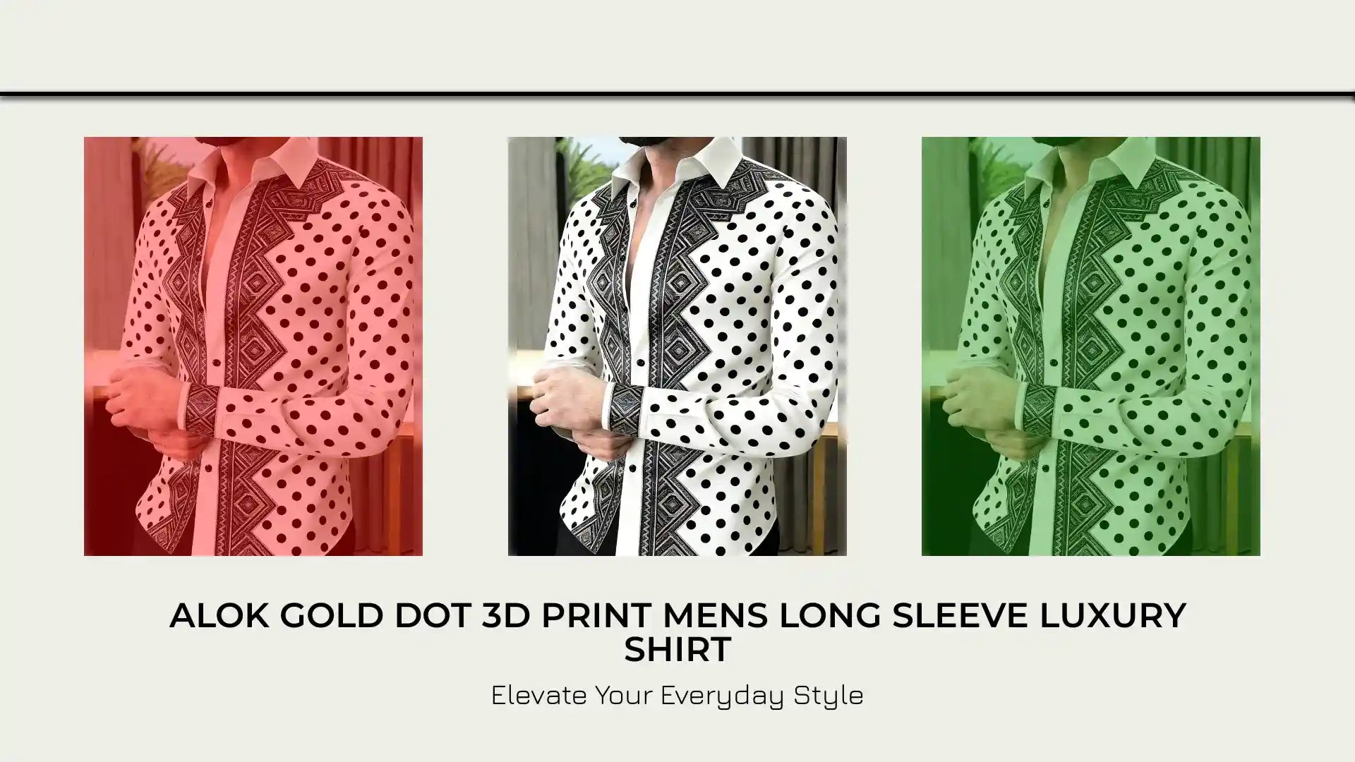 ALOK Gold Dot 3D Print Mens Long Sleeve Luxury Shirt by@Outfy